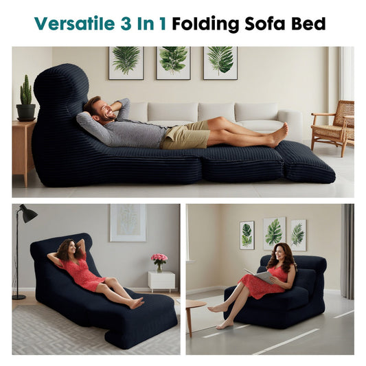 Corduroy sleeper chair illustrating routine upholstery and mechanism care