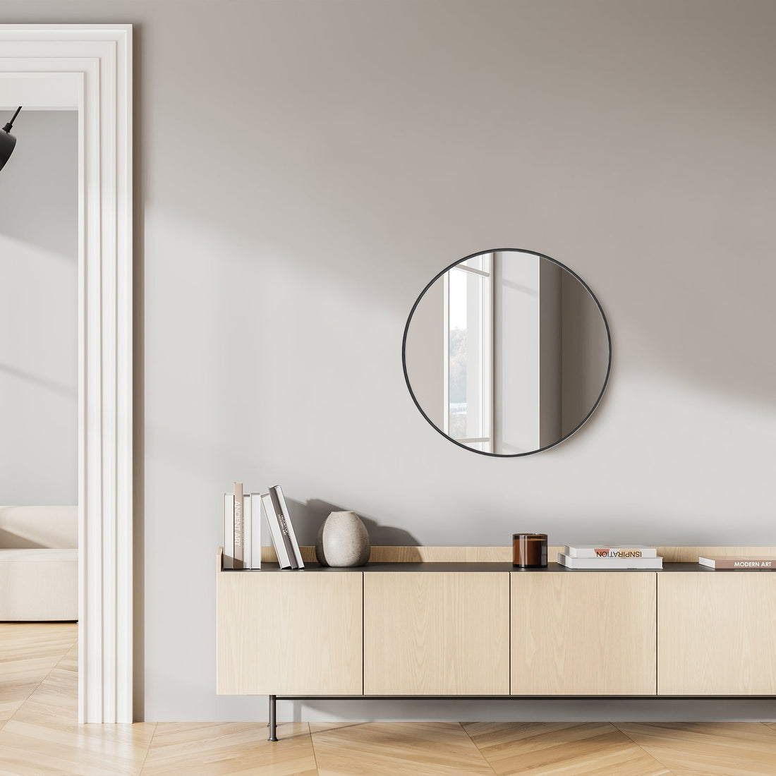 Viva Elite Round Wall Mirror Black Gold - round mirror ideas for living room - lifestyle hero view