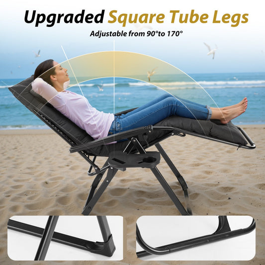 Outdoor zero gravity chair shown in a patio setting for recline and fit planning