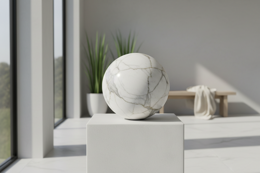 Decorative stone sphere illustrating careful cleaning and stable placement