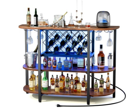 Viva Elite Illuminated Bar Cabinet with Sliding Metal Doors