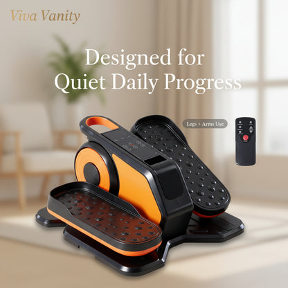 Black and orange exercise踏板 with remote control on a white background