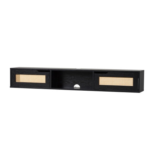 Viva Solace Modern Rattan-Door Floating TV Stand