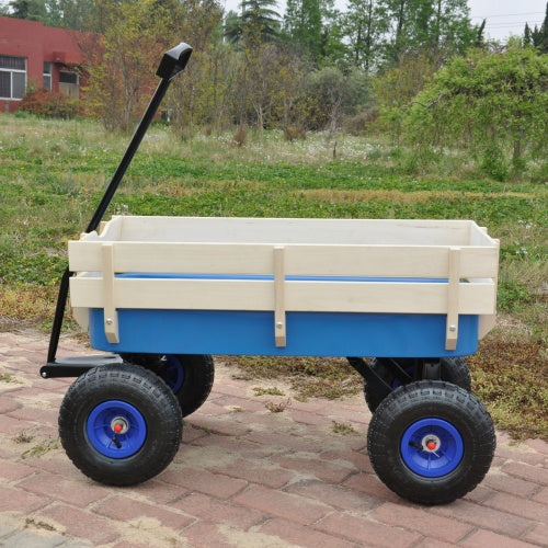 Heavy-Duty All-Terrain Wooden Wagon Cart – Perfect for Gardens, Yards & Outdoor Adventures