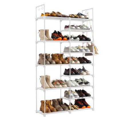Celestia 9-Tier Double-Row Shoe Rack, White | Viva