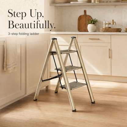 Antique Silver 3-Step Folding Ladder | Viva