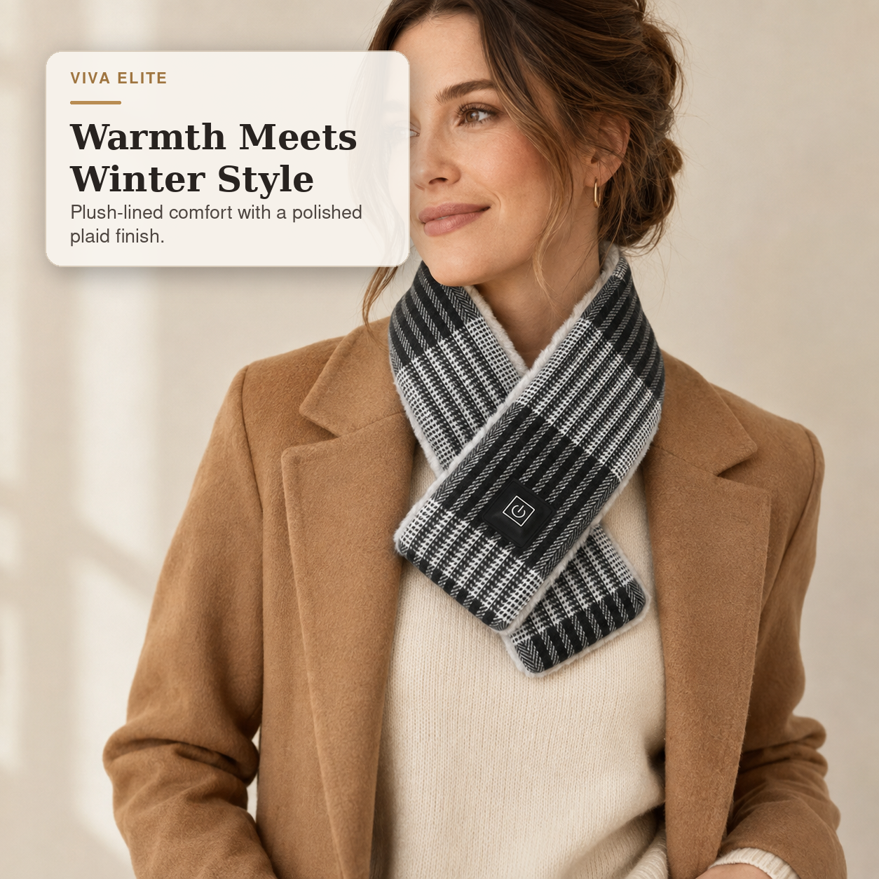 Plaid USB Heated Scarf with Soft Lining | Viva Elite
