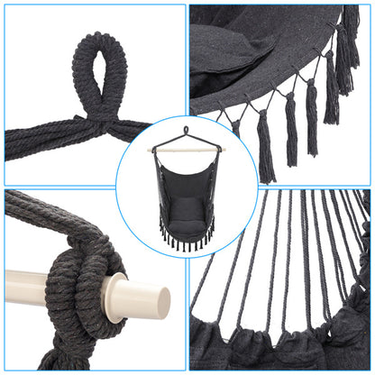 Gray Hanging Chair with Fringe Cushion | Viva Zephyr