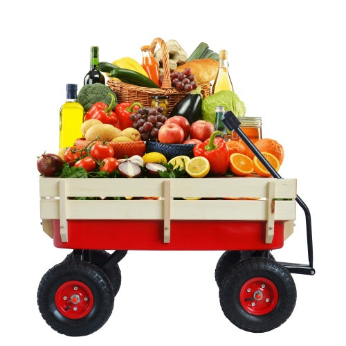 Heavy-Duty All-Terrain Wooden Wagon Cart – Perfect for Gardens, Yards & Outdoor Adventures