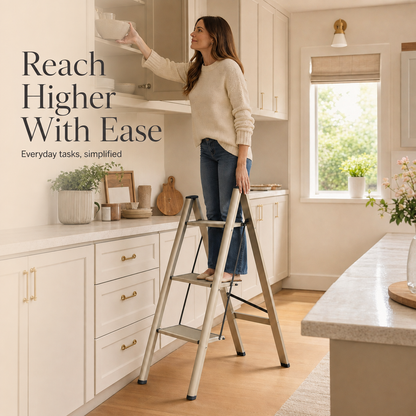 Antique Silver 3-Step Folding Ladder | Viva