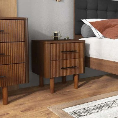 Viva Elite Logan Mid-Century Walnut Nightstand – The Future of Bedside Sophistication