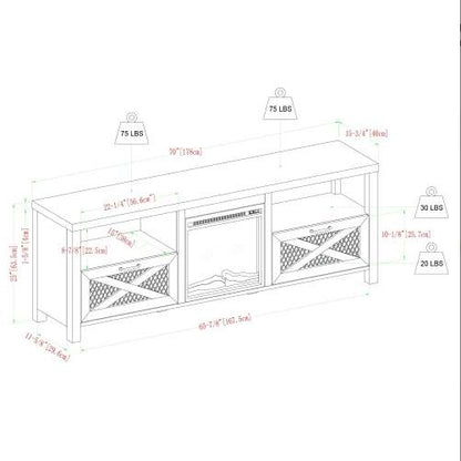 Viva Atelier Industrial Farmhouse Metal Mesh TV & Fireplace Stand