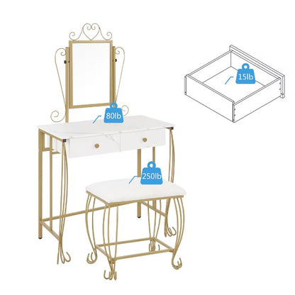 Viva Elite Modern Women's Vanity Set with Mirror & Stool - The Future of Feminine Empowerment