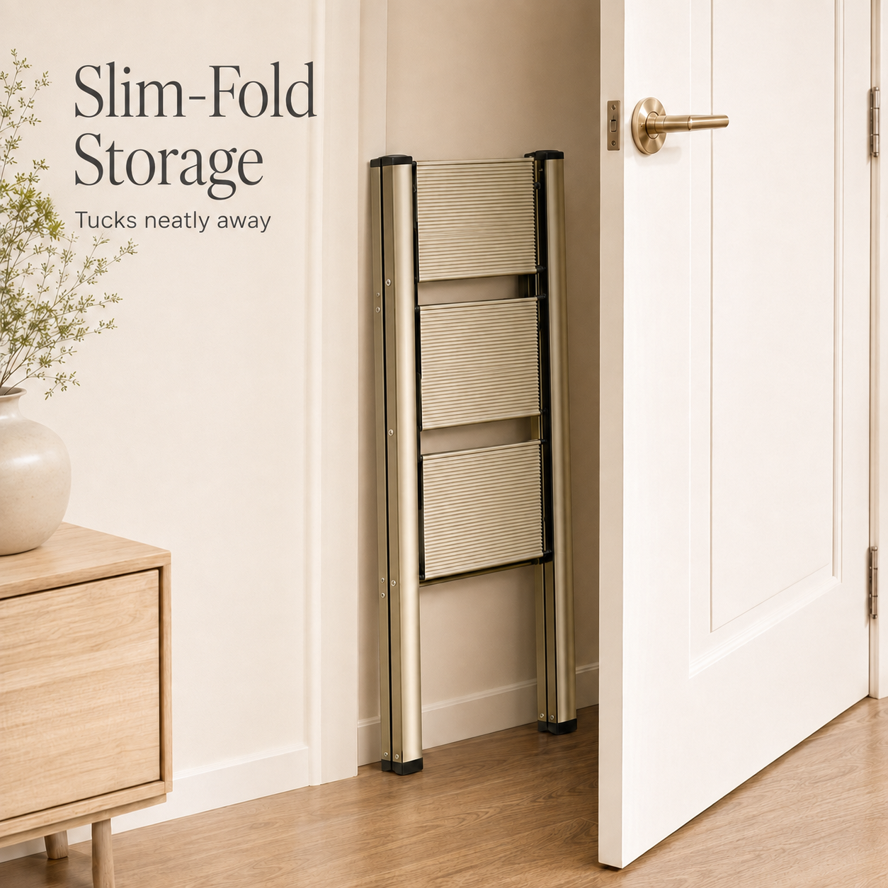 Antique Silver 3-Step Folding Ladder | Viva
