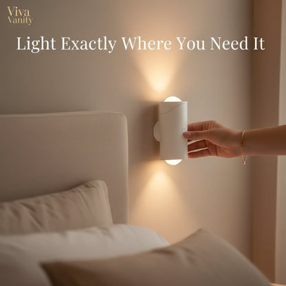 Set of wall lights with color-changing options on a gradient background