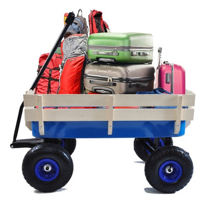 Heavy-Duty All-Terrain Wooden Wagon Cart – Perfect for Gardens, Yards & Outdoor Adventures