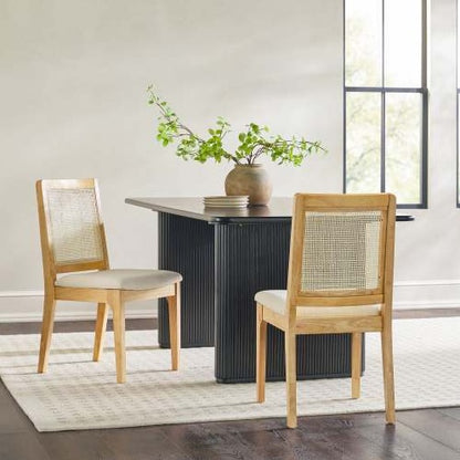 Viva Modern Gatherings Collection: Solid Wood Dining Chair with Rattan Inset