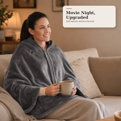 Viva Elite USB Heated Blanket – Heated Poncho Shawl Wrap with Zipper for Home & Office