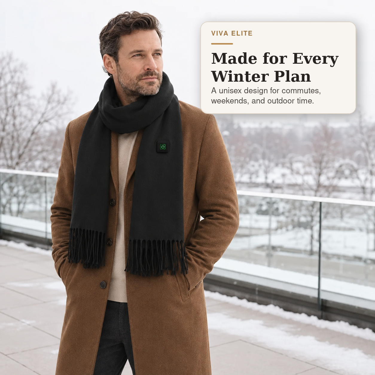 Viva Elite Electric Heated Scarf – USB Powered Soft Neck Wrap with 3 Heat Modes for Cycling, Skiing & Winter Outdoors