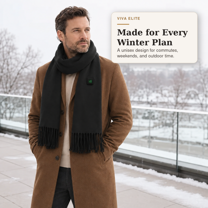 Viva Elite Electric Heated Scarf – USB Powered Soft Neck Wrap with 3 Heat Modes for Cycling, Skiing & Winter Outdoors