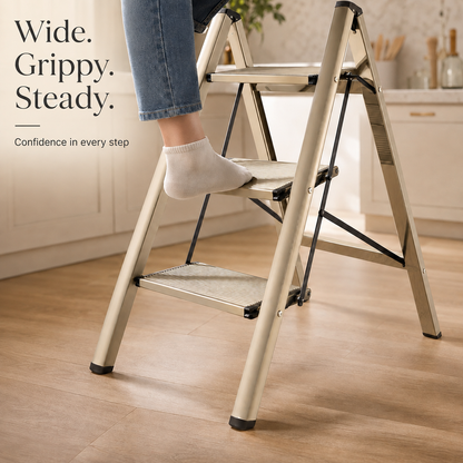 Antique Silver 3-Step Folding Ladder | Viva