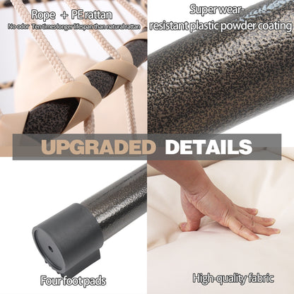 Patio Foldable Hanging Swing Chair with Stand - Natural Color