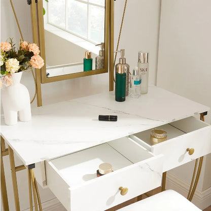 Viva Elite Modern Women's Vanity Set with Mirror & Stool - The Future of Feminine Empowerment
