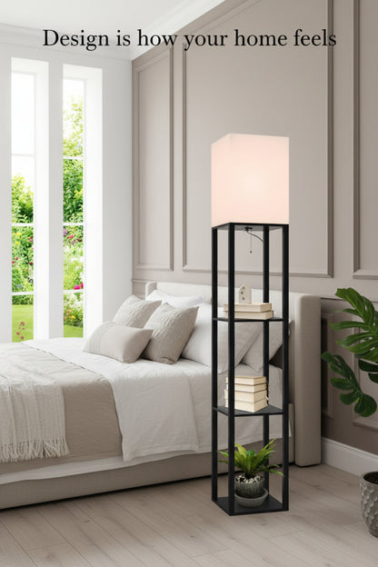 floor lamp with shelf with display shelf