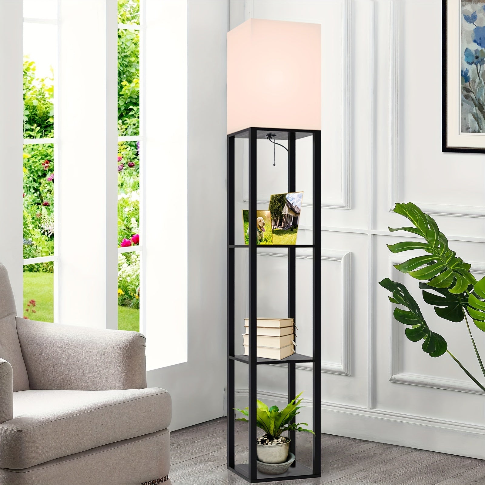 floor lamp with shelf for cozy reading corner