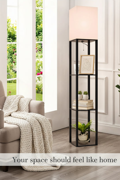 floor lamp with shelf in modern home office
