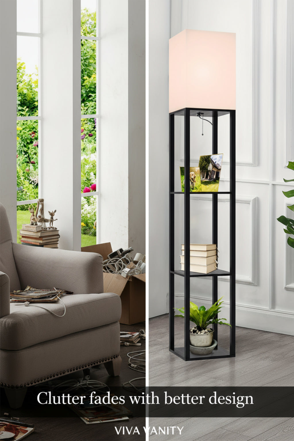 floor lamp with shelf for small living room