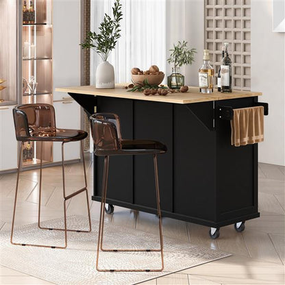 Viva Atelier Marais Flip-Top Rubberwood Kitchen Cart