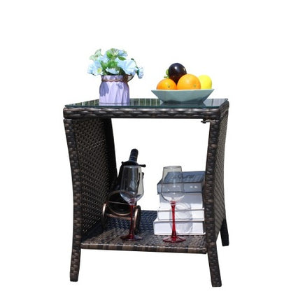 Outdoor Patio Furniture 1 Coffee Table With Clear Tempered Glass