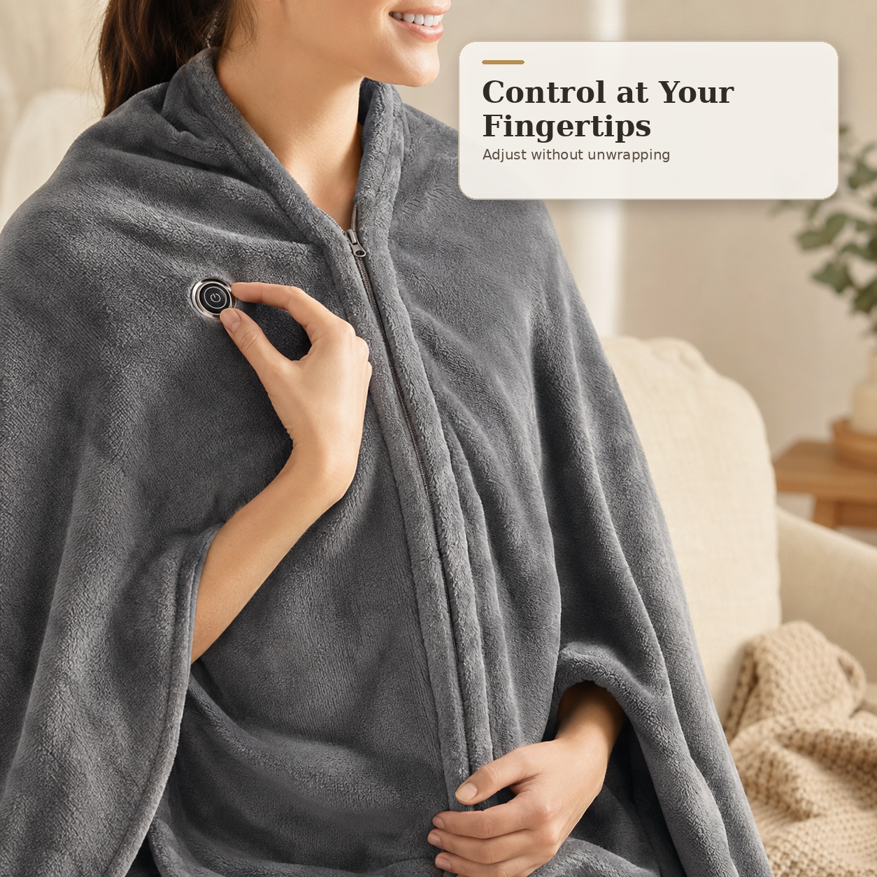 Viva Elite USB Heated Blanket – Heated Poncho Shawl Wrap with Zipper for Home & Office