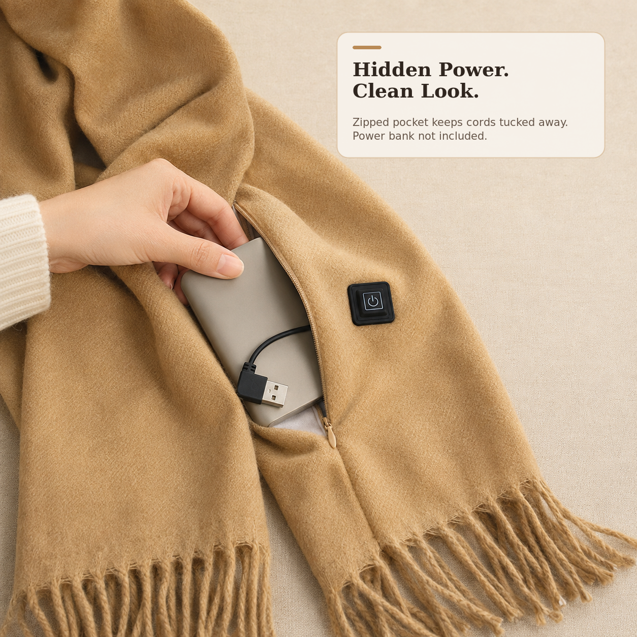 Viva Elite Electric Heated Scarf – USB Powered Neck Wrap with 3 Heat Settings for Outdoor Cycling, Skiing & Skating