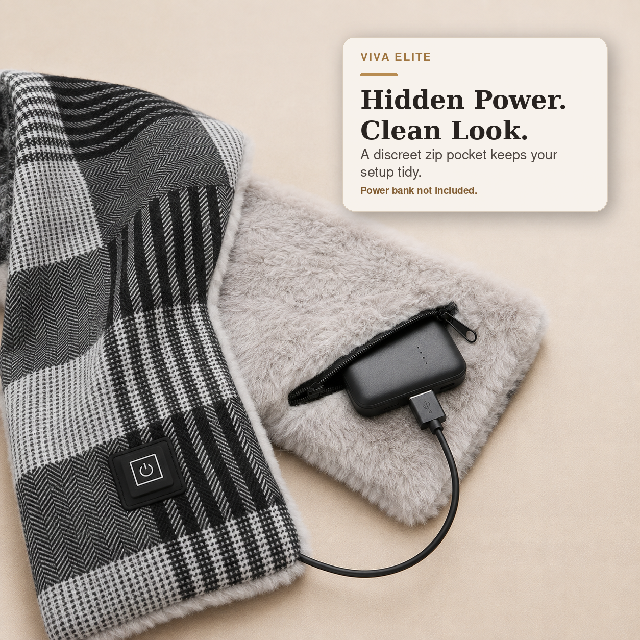 Plaid USB Heated Scarf with Soft Lining | Viva Elite
