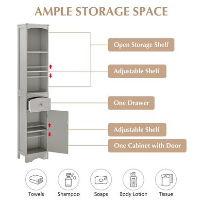 Tall Bathroom Storage Cabinet with Adjustable Shelves & Drawer – Maximize Your Space with Elegance