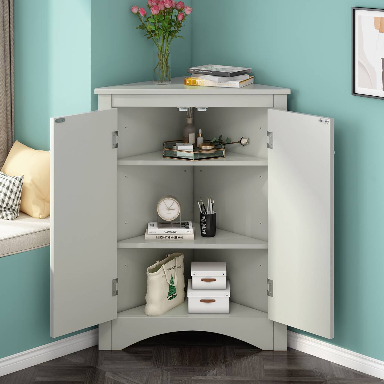 Triangle Bathroom Storage Cabinet – Space-Saving & Stylish Organization