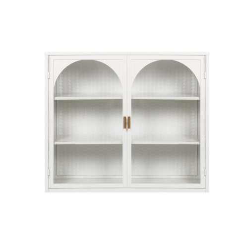 Viva Smart Storage Collection: Modern Two-Door Woven-Pattern Wall Cabinet