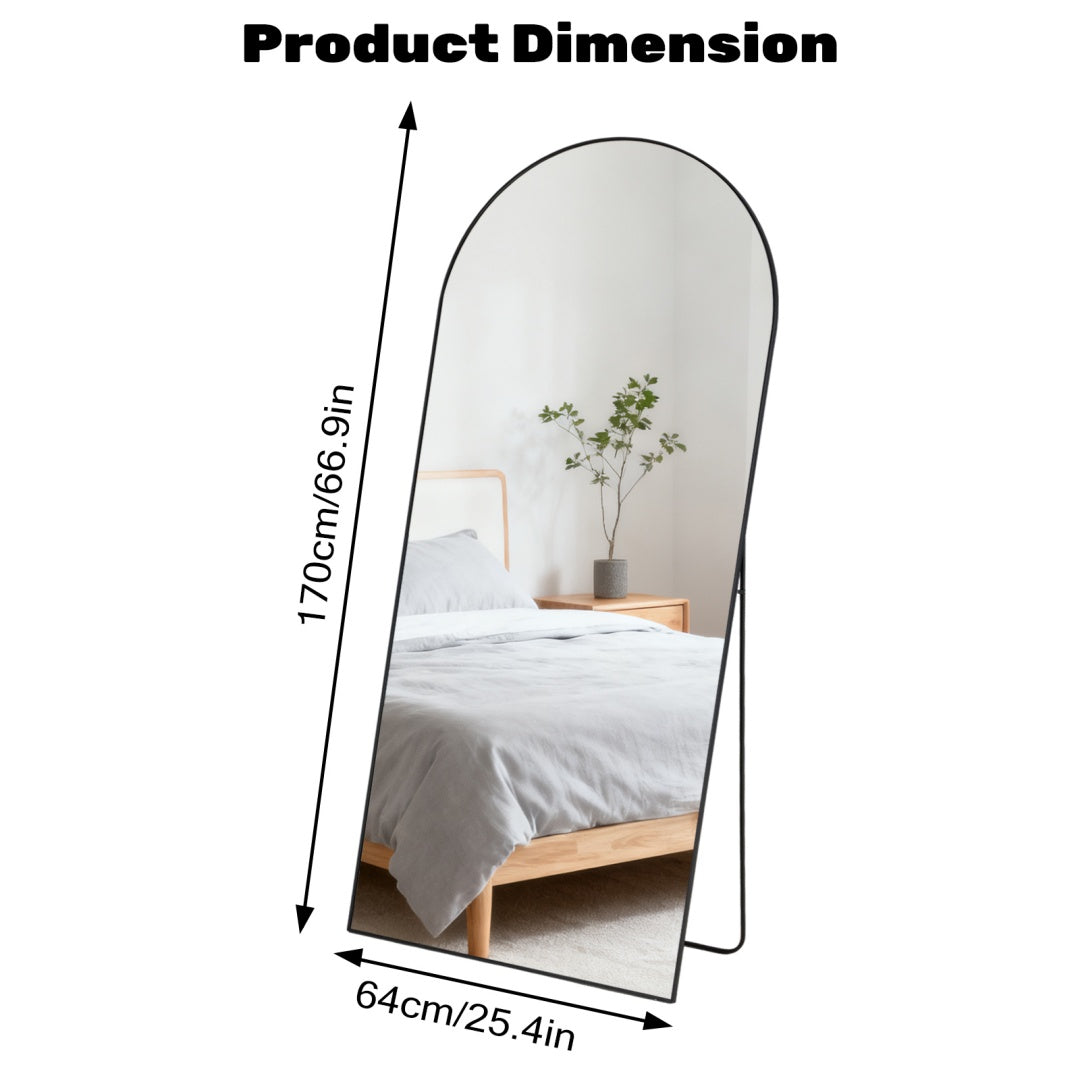 full length floor mirror black & gold 19 21 24 with full-body reflection view 2