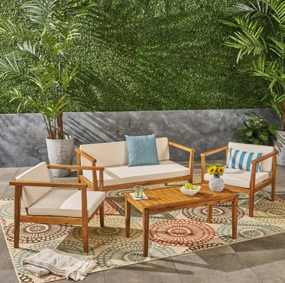 Beige 4-Seater Acacia Outdoor Chat Set | Viva Verona