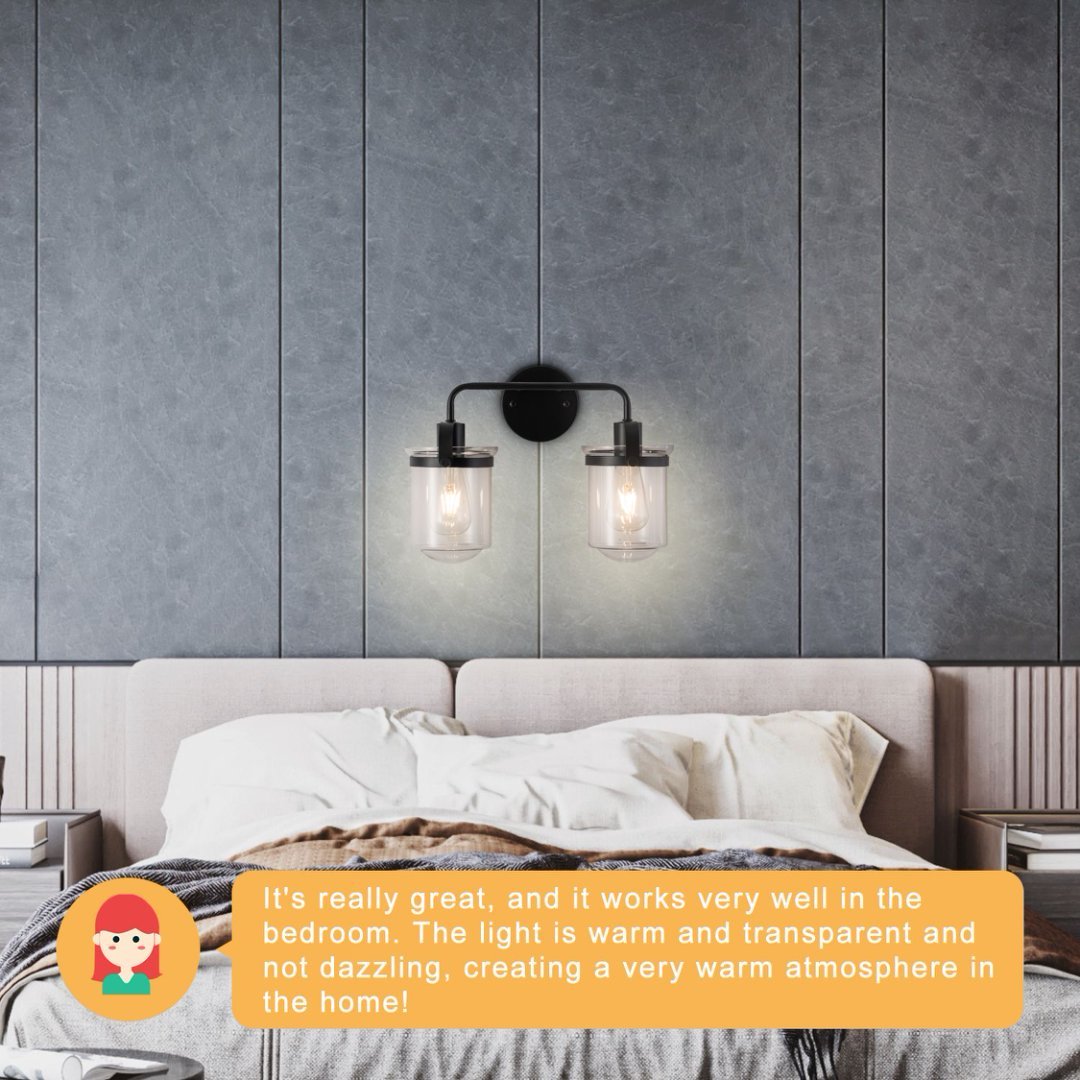 Viva Lúmina™ 2-Light Clear Glass Shade Modern Sconce – Illuminate with Sophisticated Simplicity