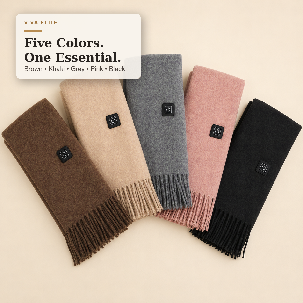 Viva Elite Electric Heated Scarf – USB Powered Soft Neck Wrap with 3 Heat Modes for Cycling, Skiing & Winter Outdoors