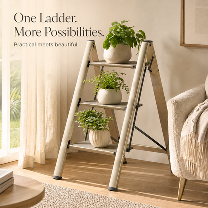 Antique Silver 3-Step Folding Ladder | Viva
