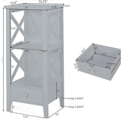 Grey Drawer Storage Rack with 2 Open Shelves | Viva