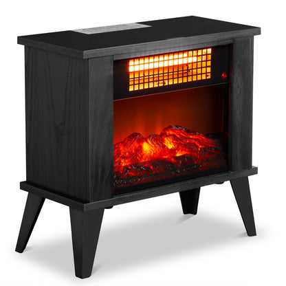ZOKOP HT1287B 15'' Freestanding Electric Fireplace - Elegant Black Wood Finish, 1000W Quartz Tube Heater with Dual Temperature Control