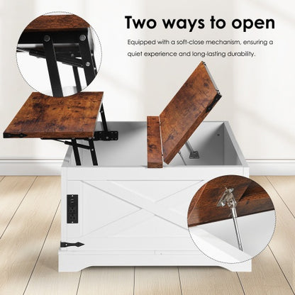 Modern Multi-Functional Lifting Coffee Table - Vintage White (90cm)