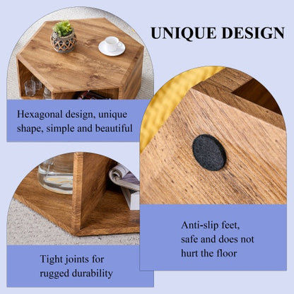 Hexagonal Coffee Table with Storage – 3 Colors | Viva Nexus