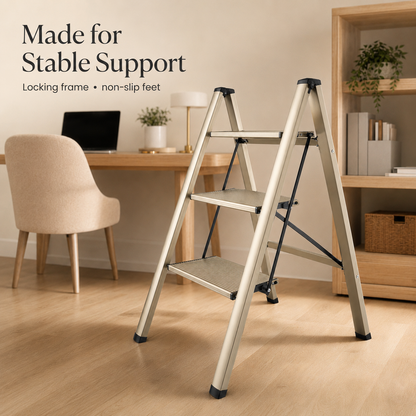 Antique Silver 3-Step Folding Ladder | Viva