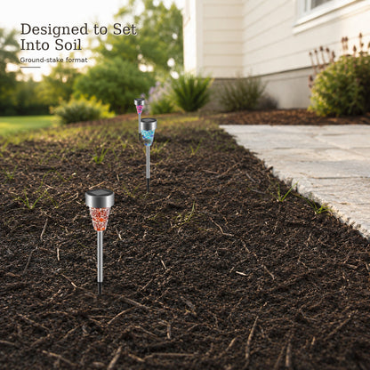 Ground-stake installation detail of solar courtyard lights